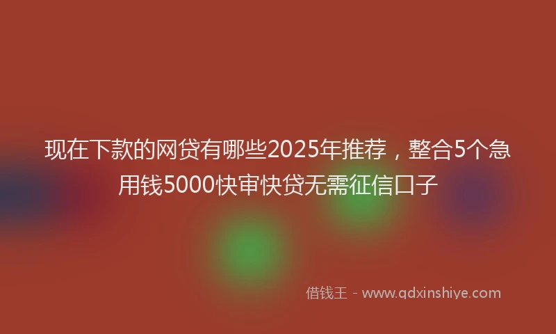 现在下款的网贷有哪些2025年推荐，整合5个急用钱5000快审快贷无需征信口子