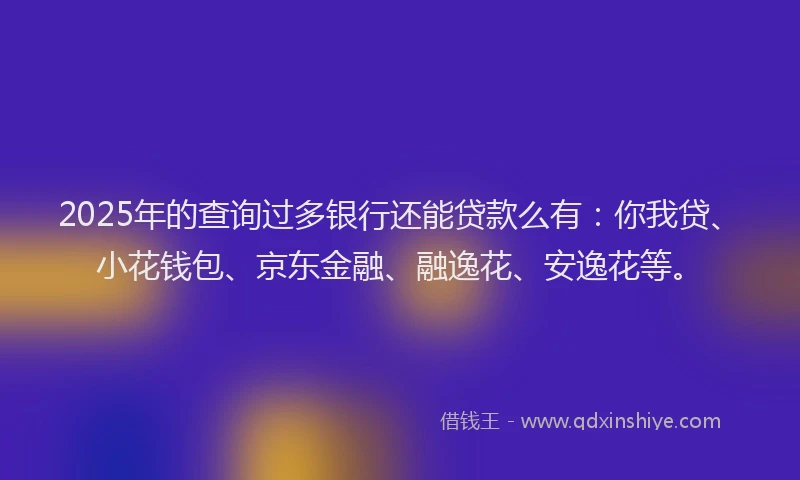 2025年的查询过多银行还能贷款么有：你我贷、小花钱包、京东金融、融逸花、安逸花等。