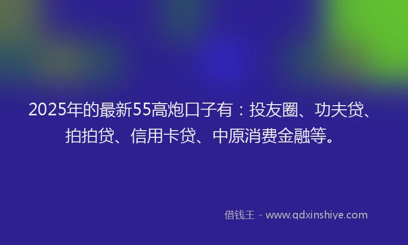 2025年的最新55高炮口子有：投友圈、功夫贷、拍拍贷、信用卡贷、中原消费金融等。
