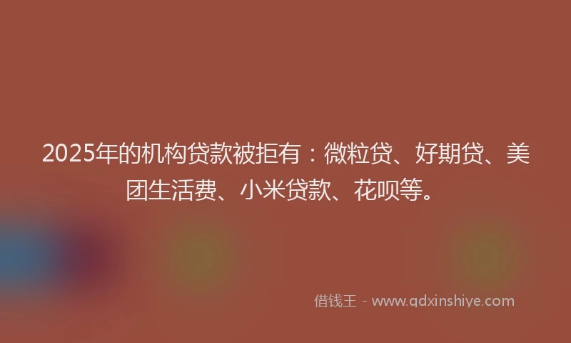 2025年的机构贷款被拒有：微粒贷、好期贷、美团生活费、小米贷款、花呗等。