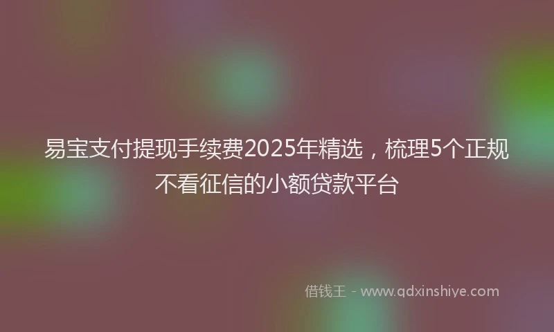 易宝支付提现手续费2025年精选，梳理5个正规不看征信的小额贷款平台
