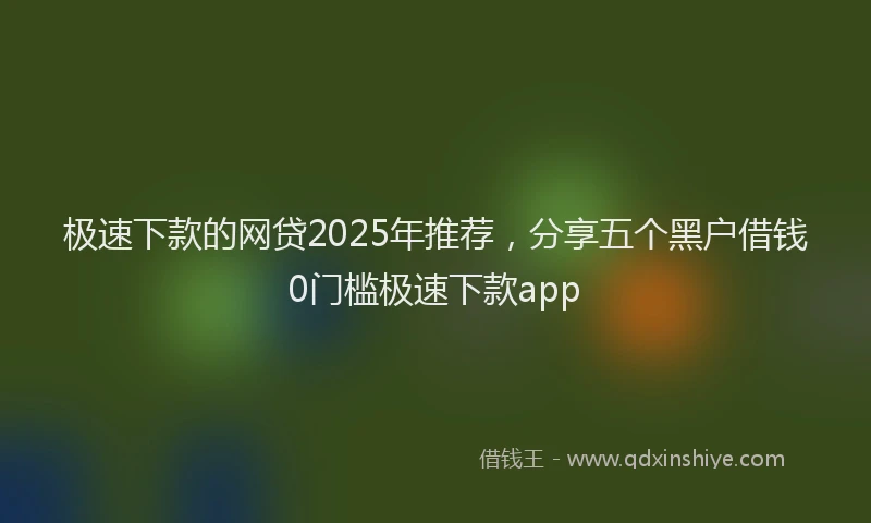 极速下款的网贷2025年推荐，分享五个黑户借钱0门槛极速下款app