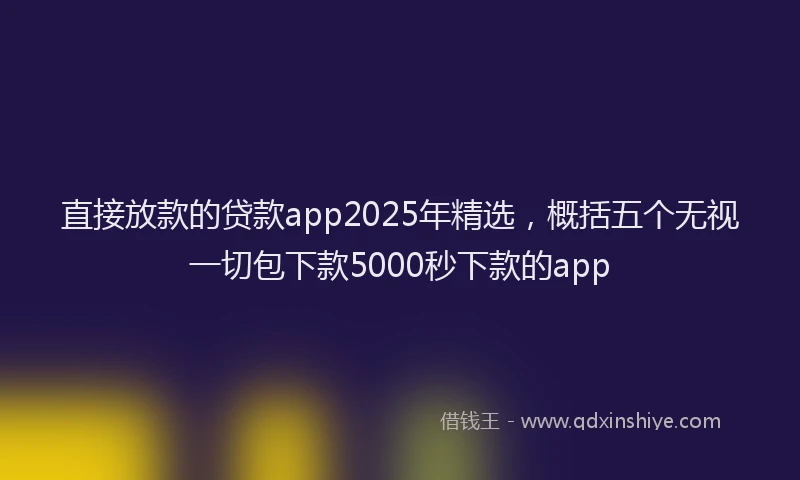 直接放款的贷款app2025年精选，概括五个无视一切包下款5000秒下款的app