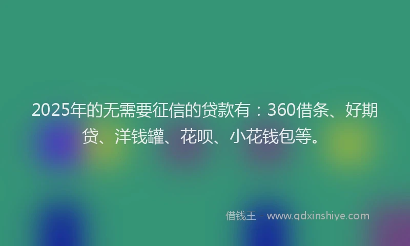 2025年的无需要征信的贷款有：360借条、好期贷、洋钱罐、花呗、小花钱包等。