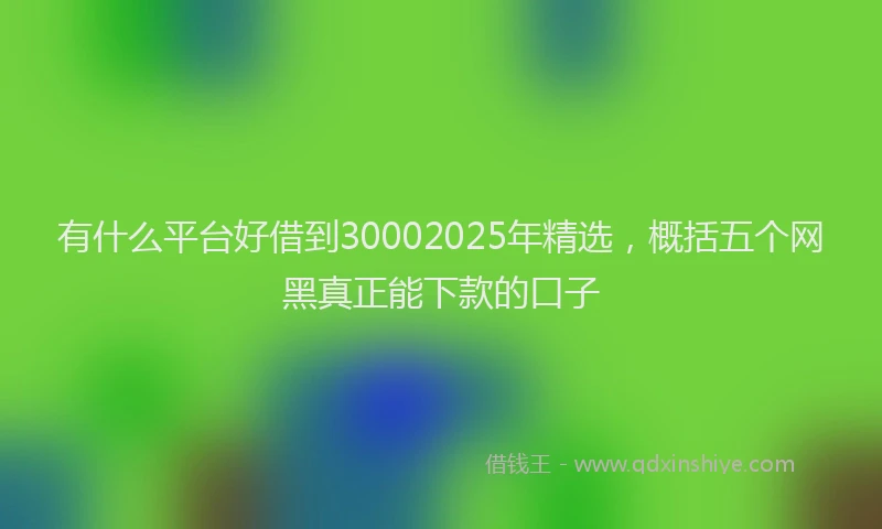有什么平台好借到30002025年精选，概括五个网黑真正能下款的口子