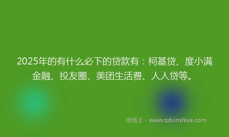 2025年的有什么必下的贷款有：柯基贷、度小满金融、投友圈、美团生活费、人人贷等。