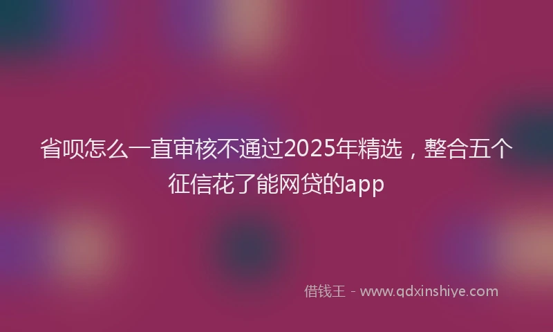 省呗怎么一直审核不通过2025年精选，整合五个征信花了能网贷的app