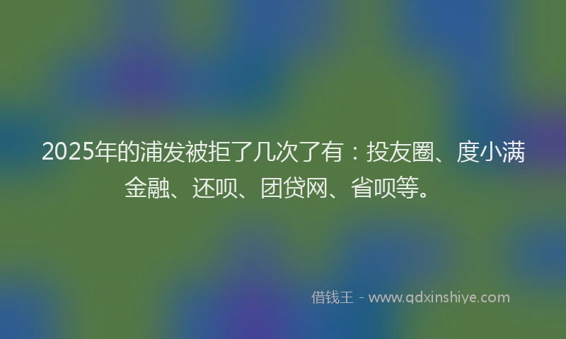 2025年的浦发被拒了几次了有：投友圈、度小满金融、还呗、团贷网、省呗等。