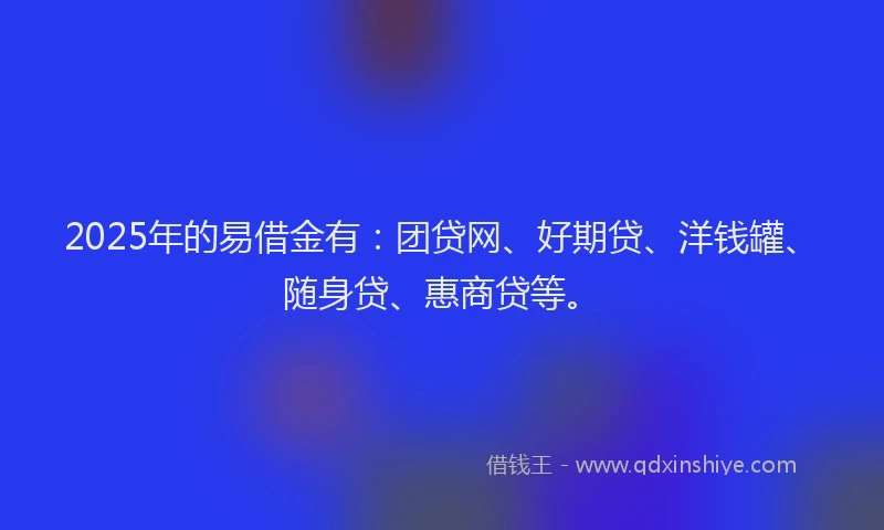 2025年的易借金有：团贷网、好期贷、洋钱罐、随身贷、惠商贷等。