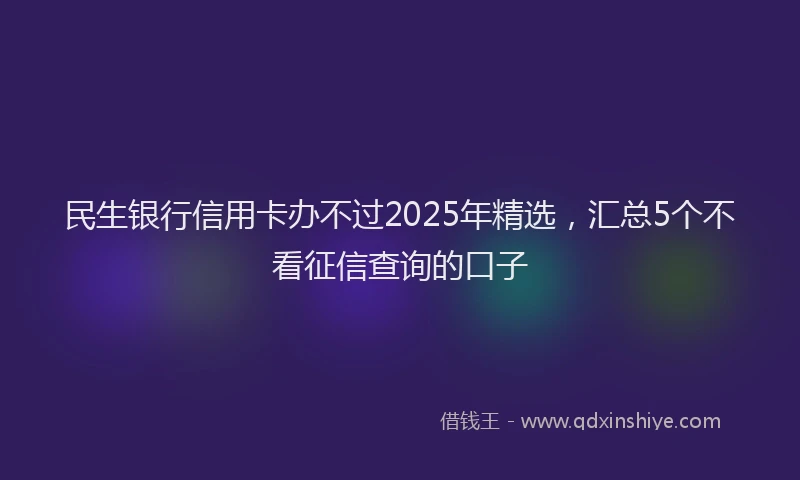 民生银行信用卡办不过2025年精选，汇总5个不看征信查询的口子