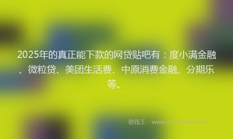 2025年的真正能下款的网贷贴吧有：度小满金融、微粒贷、美团生活费、中原消费金融、分期乐等。