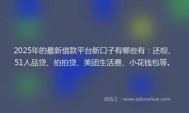 2025年的最新借款平台新口子有哪些有：还呗、51人品贷、拍拍贷、美团生活费、小花钱包等。
