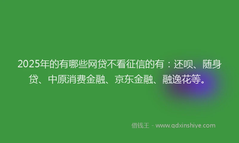 2025年的有哪些网贷不看征信的有：还呗、随身贷、中原消费金融、京东金融、融逸花等。