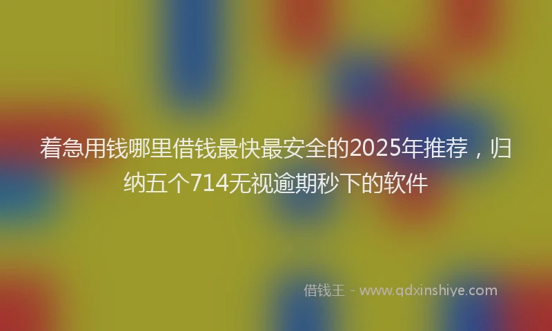 着急用钱哪里借钱最快最安全的2025年推荐，归纳五个714无视逾期秒下的软件
