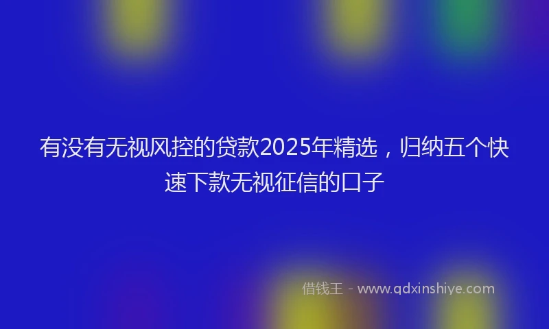 有没有无视风控的贷款2025年精选，归纳五个快速下款无视征信的口子
