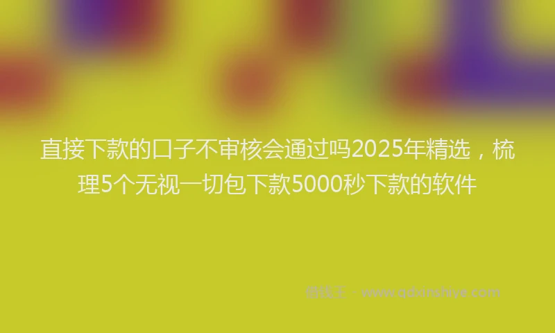 直接下款的口子不审核会通过吗2025年精选，梳理5个无视一切包下款5000秒下款的软件
