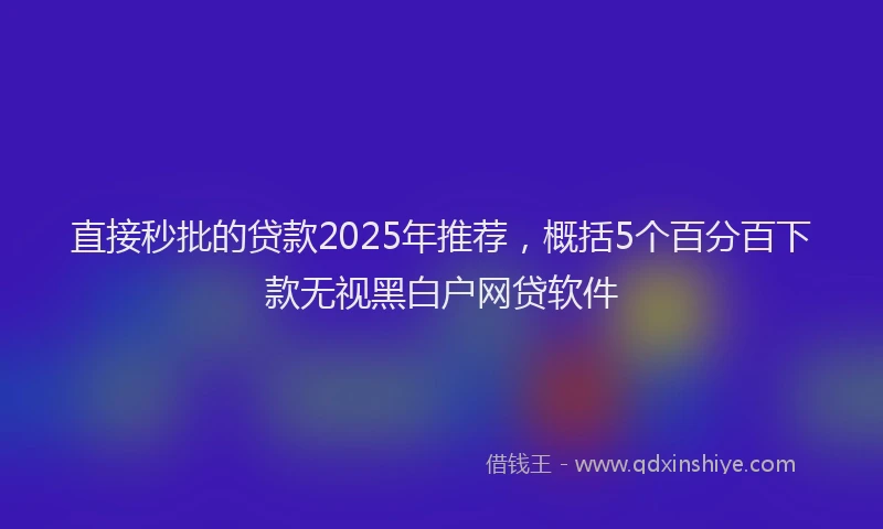 直接秒批的贷款2025年推荐，概括5个百分百下款无视黑白户网贷软件