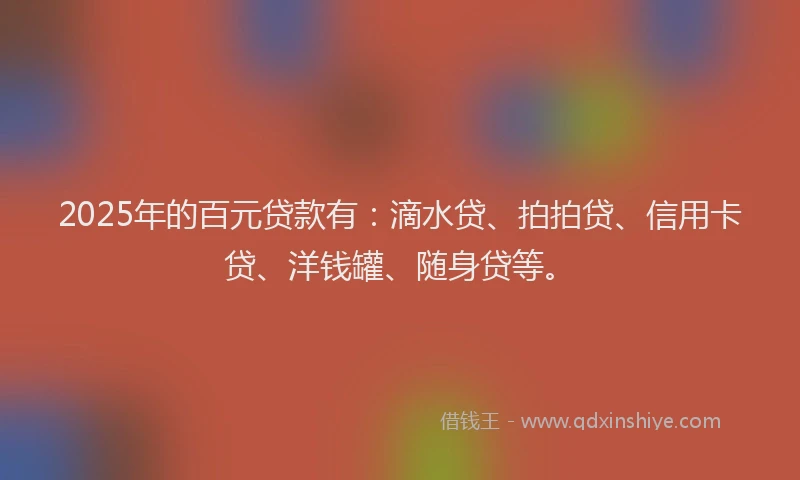 2025年的百元贷款有：滴水贷、拍拍贷、信用卡贷、洋钱罐、随身贷等。