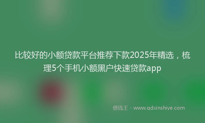 比较好的小额贷款平台推荐下款2025年精选，梳理5个手机小额黑户快速贷款app