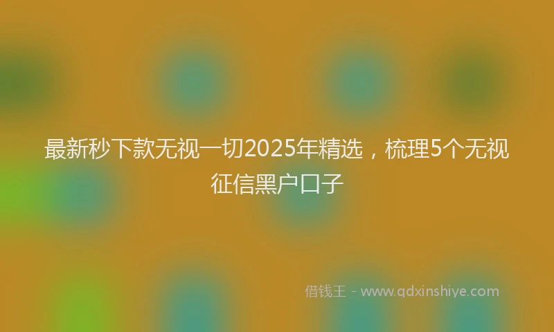 最新秒下款无视一切2025年精选，梳理5个无视征信黑户口子