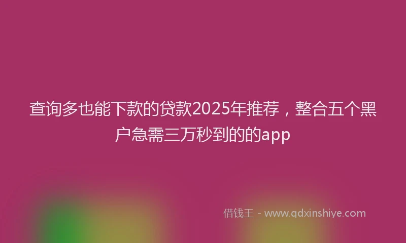 查询多也能下款的贷款2025年推荐，整合五个黑户急需三万秒到的的app