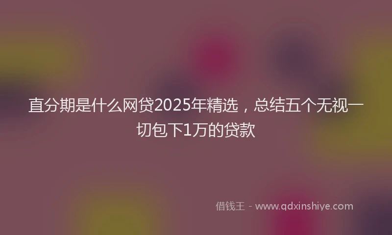 直分期是什么网贷2025年精选，总结五个无视一切包下1万的贷款