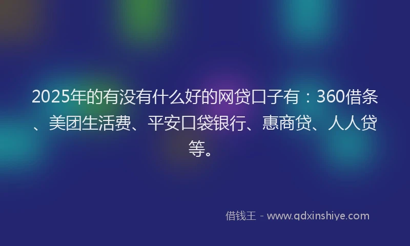 2025年的有没有什么好的网贷口子有：360借条、美团生活费、平安口袋银行、惠商贷、人人贷等。