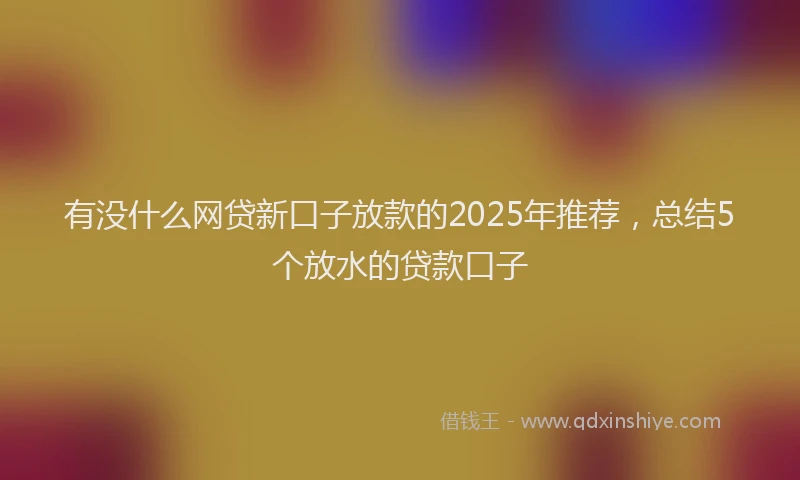 有没什么网贷新口子放款的2025年推荐，总结5个放水的贷款口子