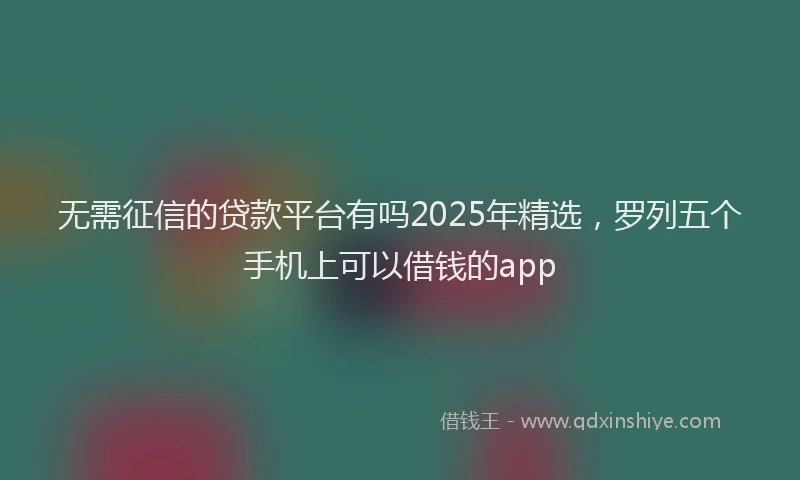 无需征信的贷款平台有吗2025年精选，罗列五个手机上可以借钱的app