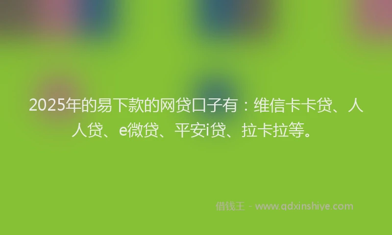2025年的易下款的网贷口子有：维信卡卡贷、人人贷、e微贷、平安i贷、拉卡拉等。