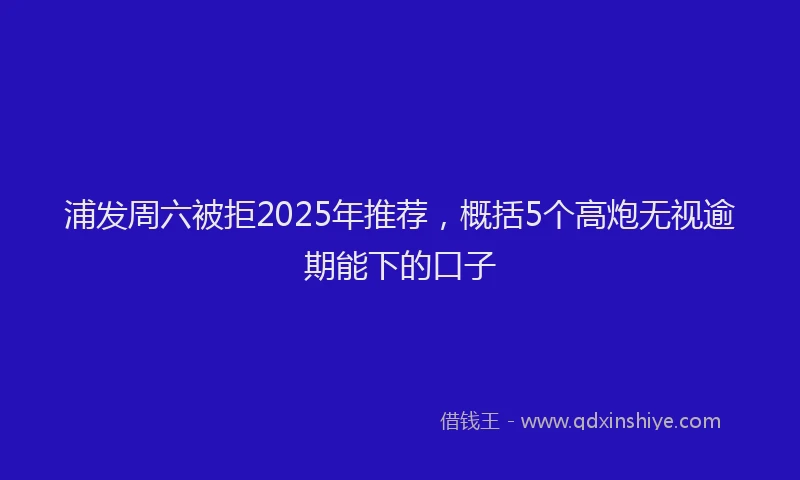 浦发周六被拒2025年推荐，概括5个高炮无视逾期能下的口子