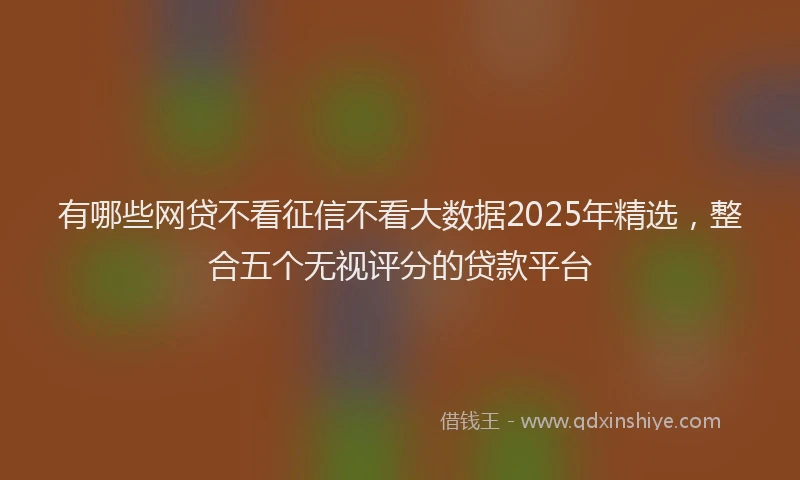 有哪些网贷不看征信不看大数据2025年精选，整合五个无视评分的贷款平台