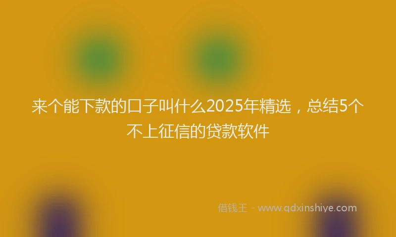 来个能下款的口子叫什么2025年精选，总结5个不上征信的贷款软件