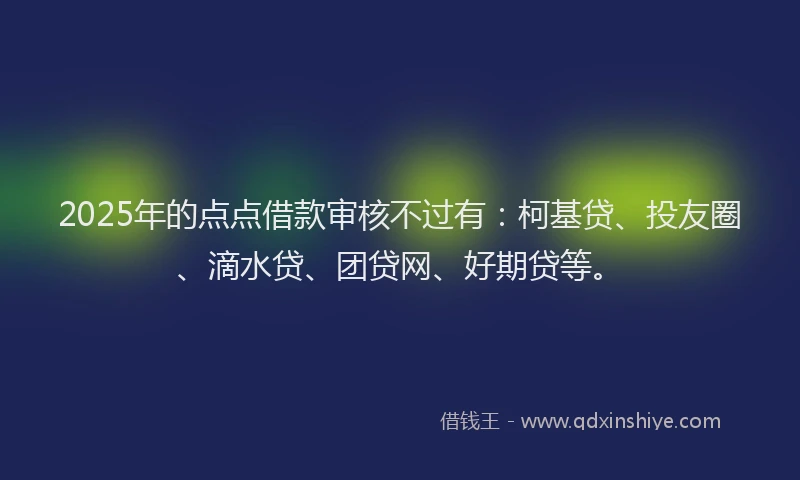2025年的点点借款审核不过有：柯基贷、投友圈、滴水贷、团贷网、好期贷等。