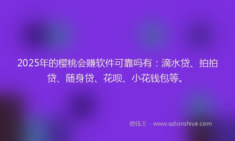 2025年的樱桃会赚软件可靠吗有：滴水贷、拍拍贷、随身贷、花呗、小花钱包等。