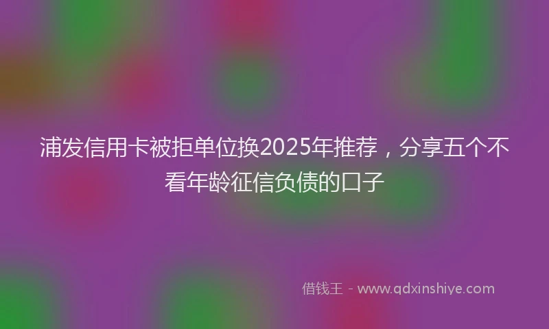 浦发信用卡被拒单位换2025年推荐，分享五个不看年龄征信负债的口子