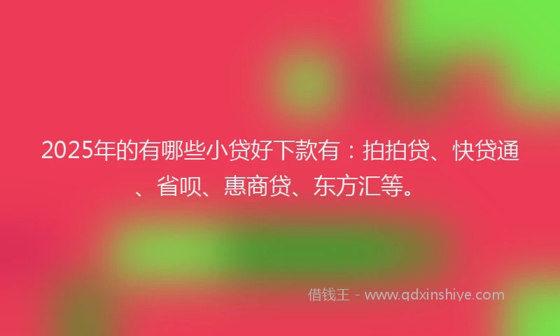 2025年的有哪些小贷好下款有：拍拍贷、快贷通、省呗、惠商贷、东方汇等。