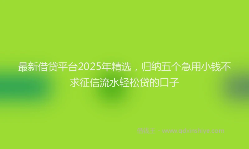 最新借贷平台2025年精选，归纳五个急用小钱不求征信流水轻松贷的口子