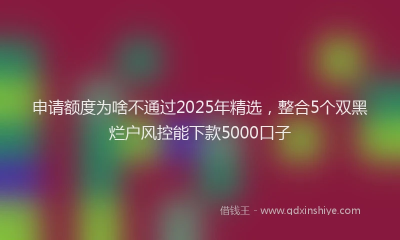 申请额度为啥不通过2025年精选，整合5个双黑烂户风控能下款5000口子