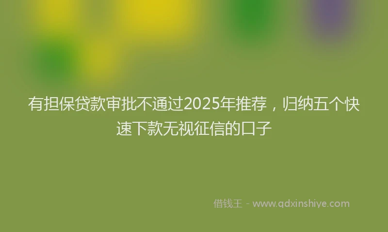 有担保贷款审批不通过2025年推荐，归纳五个快速下款无视征信的口子