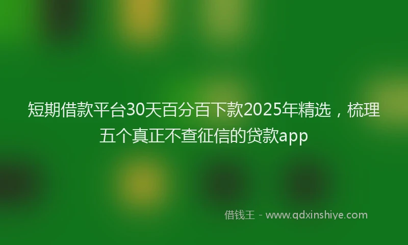 短期借款平台30天百分百下款2025年精选，梳理五个真正不查征信的贷款app