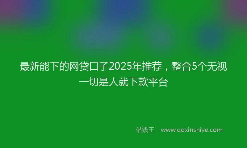 最新能下的网贷口子2025年推荐，整合5个无视一切是人就下款平台