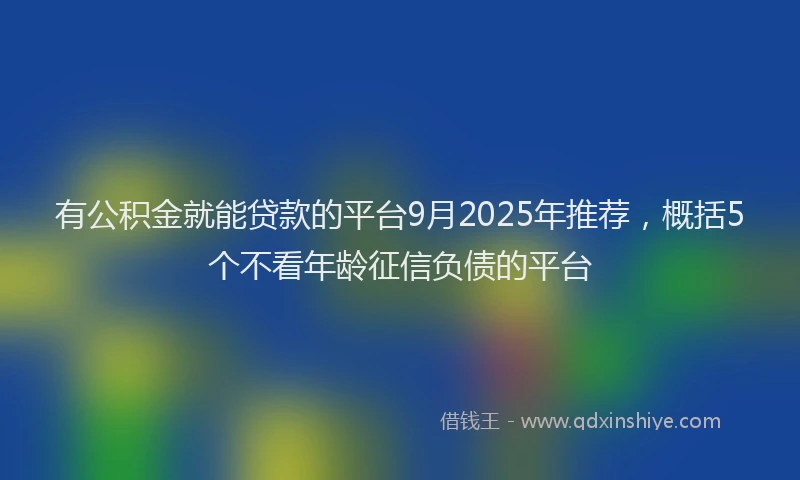 有公积金就能贷款的平台9月2025年推荐，概括5个不看年龄征信负债的平台
