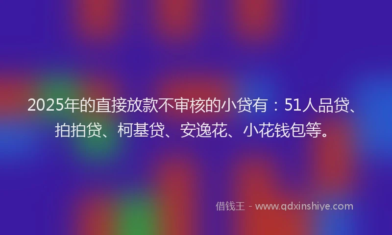 2025年的直接放款不审核的小贷有：51人品贷、拍拍贷、柯基贷、安逸花、小花钱包等。