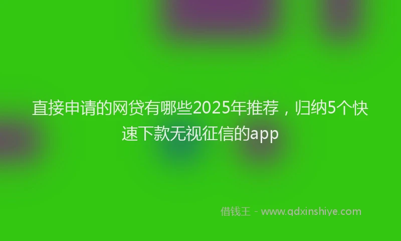 直接申请的网贷有哪些2025年推荐，归纳5个快速下款无视征信的app