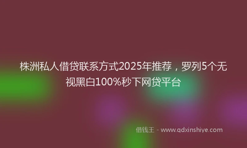 株洲私人借贷联系方式2025年推荐，罗列5个无视黑白100%秒下网贷平台