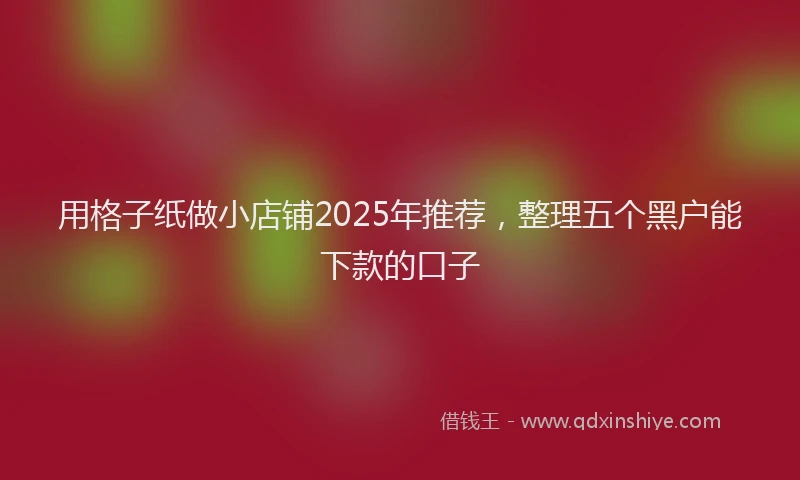 用格子纸做小店铺2025年推荐，整理五个黑户能下款的口子