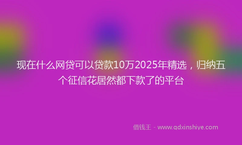 现在什么网贷可以贷款10万2025年精选，归纳五个征信花居然都下款了的平台