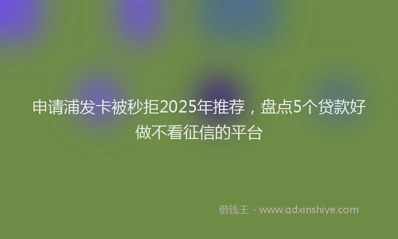 申请浦发卡被秒拒2025年推荐，盘点5个贷款好做不看征信的平台