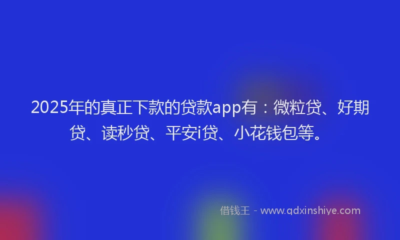 2025年的真正下款的贷款app有：微粒贷、好期贷、读秒贷、平安i贷、小花钱包等。
